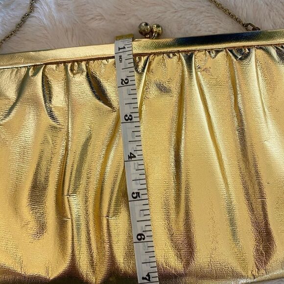 Vintage!  Gold Clutch Purse & Shoulder Bag - Picture 7 of 8